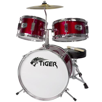 Tiger Junior Kids Drum Kit 3 Piece Beginners Drum Set with Stool -