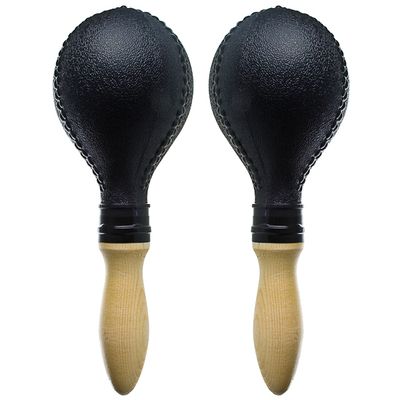 Tiger Plastic Maracas with Wooden Handles (Large) - Black