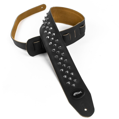 Black Round Studded Quality Guitar Strap