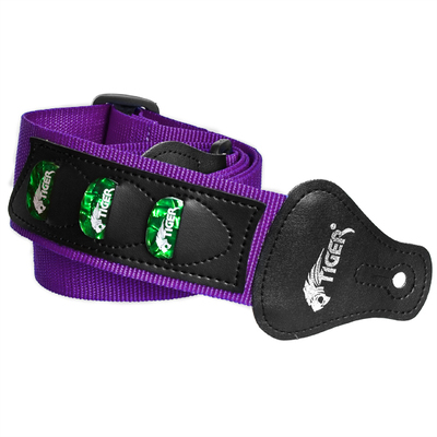 Tiger Guitar Strap with Pick Holders & Picks - Purple