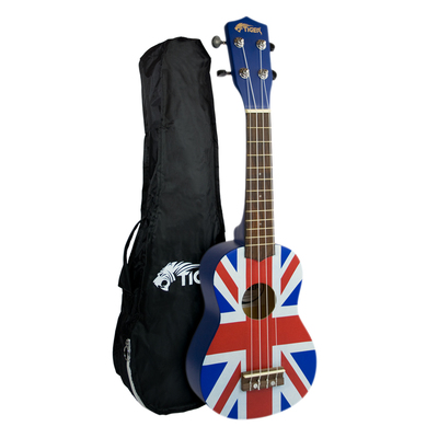 Tiger UKE10-UK Union Jack Soprano Ukulele with Bag Felt Pick & Spare