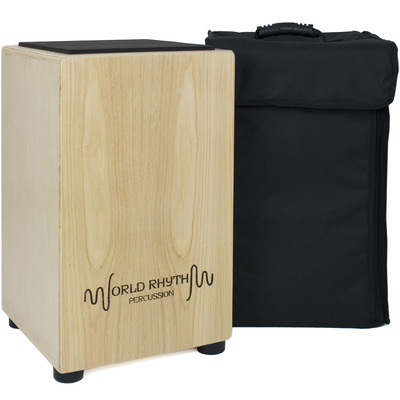 World Rhythm Cajon with Adjustable Snare Padded Gig Bag and Cushion -