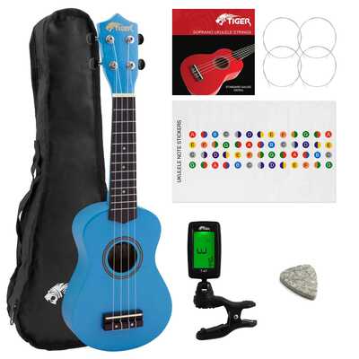 Tiger Blue UKE7 Soprano Ukulele Kit Beginners Pack