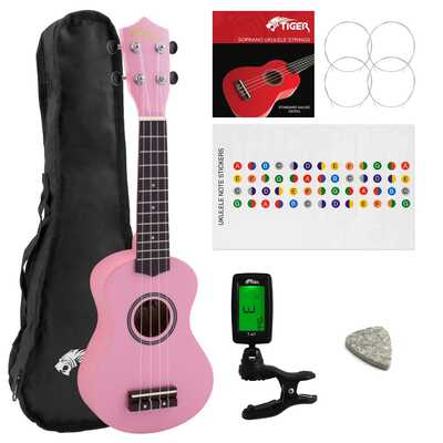 Tiger Pink UKE7 Soprano Ukulele Kit Beginners Pack