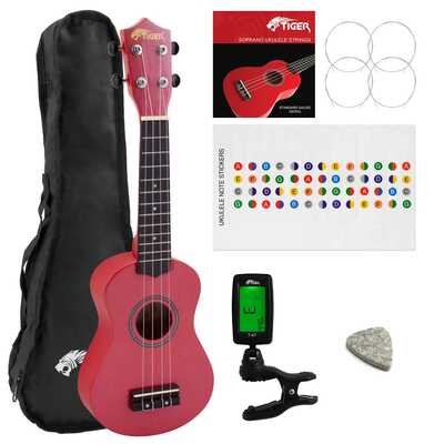 Tiger Red UKE7 Soprano Ukulele Kit Beginners Pack