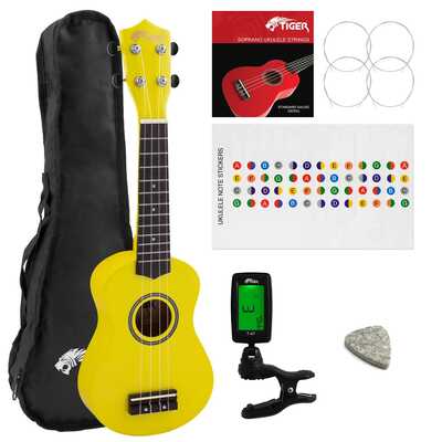 Tiger Yellow UKE7 Soprano Ukulele Kit Beginners Pack