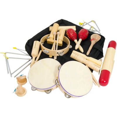 World Rhythm PET7 17-Piece Percussion Set - Classroom Kit with Carry