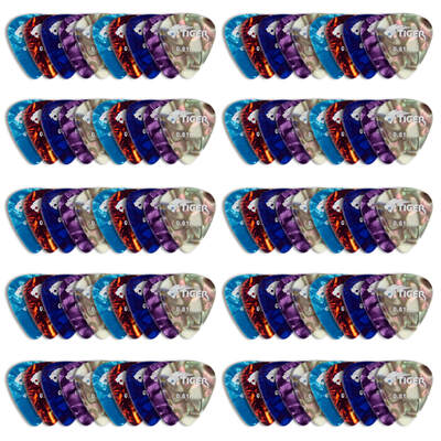 Tiger Guitar Picks - Pack of 100 - Variety of Gauges & Colours