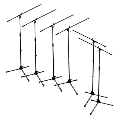 Set of 6 Adjustable Boom Mic Stands with Tripod Base