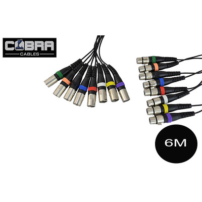 8 Way Patch Cable Loom XLR Female to XLR Male 6m