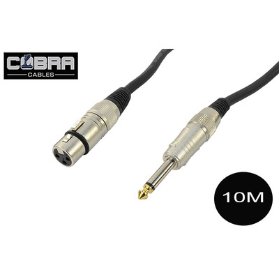 Speaker Lead XLR Female Plug to 1/4" Jack Plug 10m