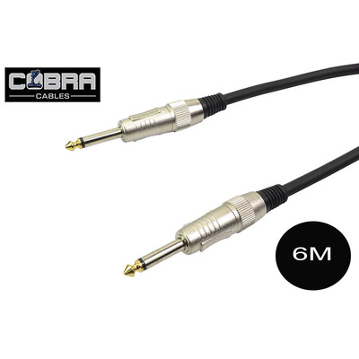 1/4" (6.35mm) Mono Jack to Jack Cable Black 6m