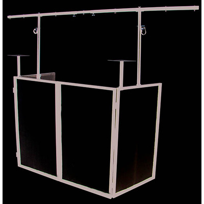 Foldable DJ Booth with Overhead Bar and Podiums Black Frame