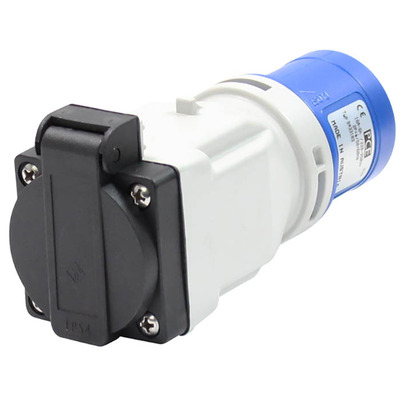 16A 230V 2P+E Plug to 13A Socket Adaptor