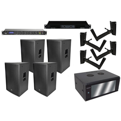 School PA System for Installation Inc; 4 Speakers and Bluetooth Mixer