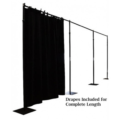 9M Straight Drape Suspension System with Black Drapes