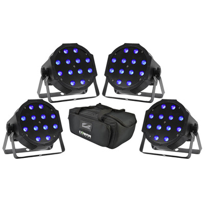 4 x MaxiPar RGB LED Par Cans with Bag & Cables