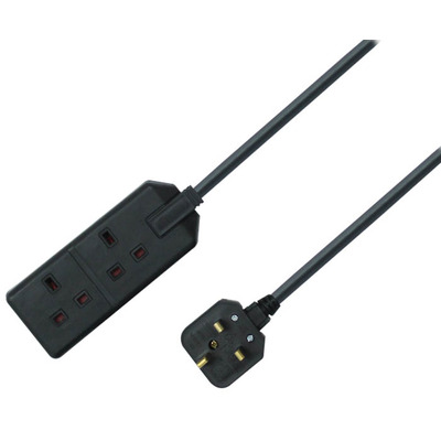 Two Way 13A Extension Lead - Black 4m