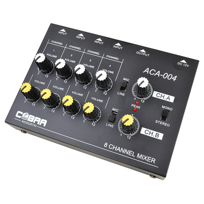 8 Channel Line and Microphone Mixer by Cobra