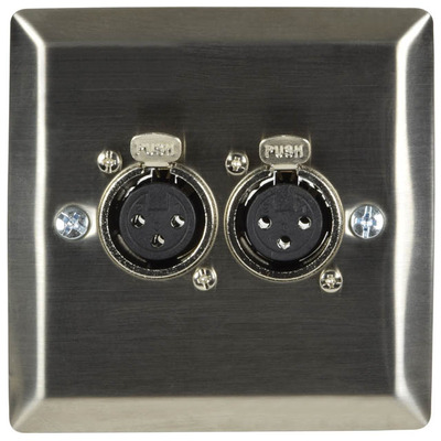 Steel Wall plate with Twin XLR Sockets