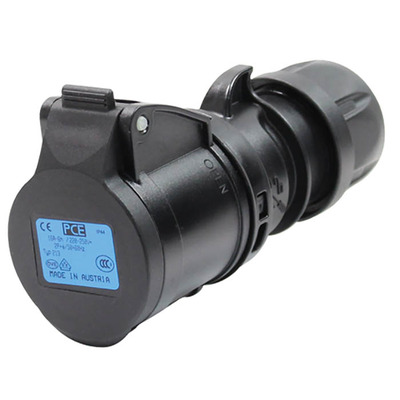 16A 230V 2P+E Black Socket