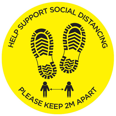 Help Support Social Distance Floor Sticker 40cm Diameter