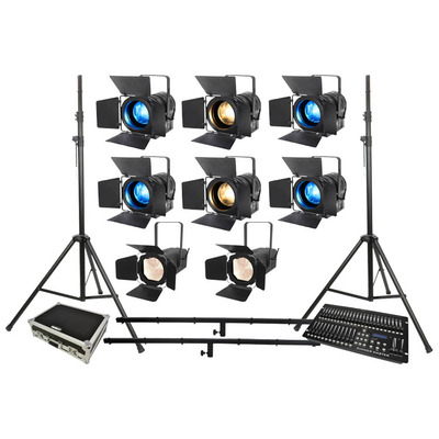 Portable Stage Lighting Kit with LED Fresnel and Profile Spots