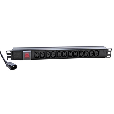 19" PDU with 12 x IEC Socket to IEC Plug