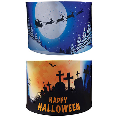 Reversible Halloween/Christmas Lycra Screen for Equinox Contour DJ Screen.