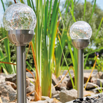 Solar RGB LED Sphere Spike Lights for Garden- Pack of 4