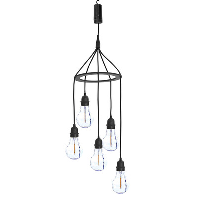 Decorative Battery Powered 5 Drop Pendant Light in White