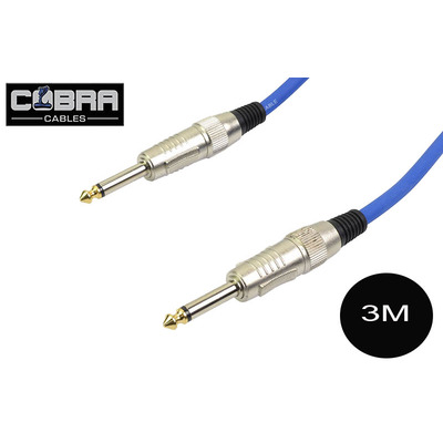 1/4" (6.35mm) Mono Jack to Jack Cable Blue 3m