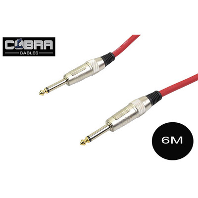 1/4" (6.35mm) Mono Jack to Jack Cable Red 6m