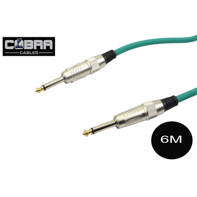 1/4" (6.35mm) Mono Jack to Jack Cable Green 6m